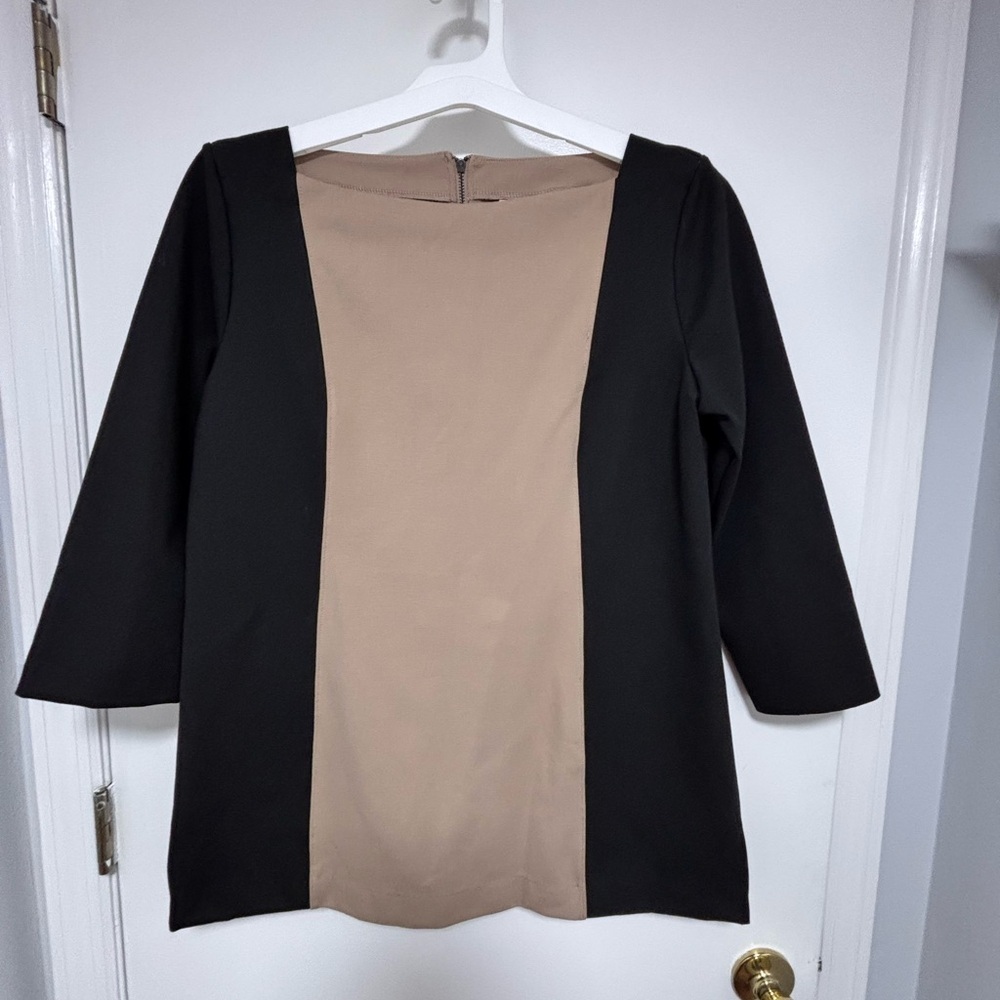 New York & Company Black and Tan Blouse